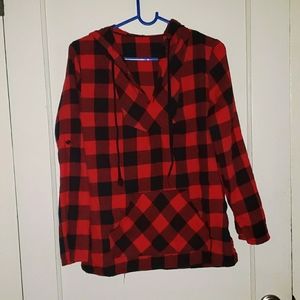 Girl's Size LG Thin Plaid Hoodie